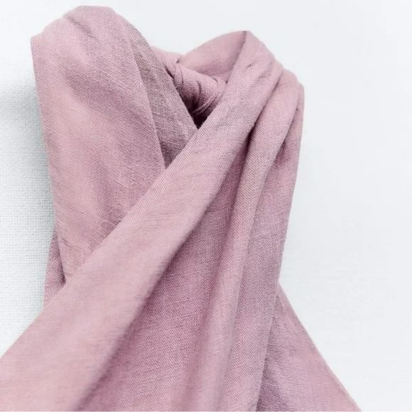 ZARA LINEN HALTER DRESS NWT - Picture 9 of 10